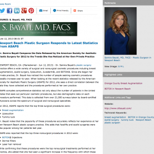 plastic surgery, breast augmentation, BOTOX, Newport Beach plastic surgeon, Dr. Semira Bayati