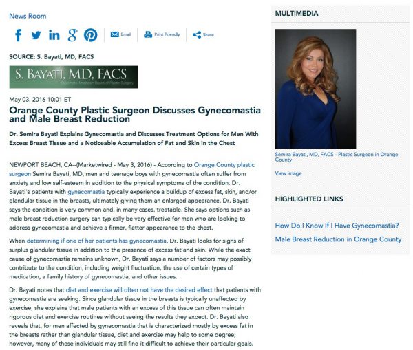 Semira Bayati, MD discusses Gynecomastia and Male Breast Reduction.